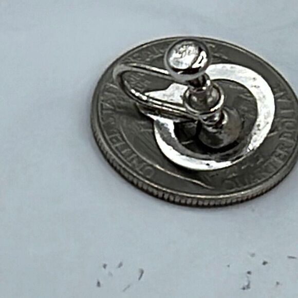 Van Dell vintage sterling silver and glass emerald screw back earrings - Picture 6 of 8